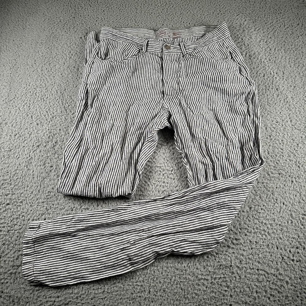 Alex Crane Cham Pants Mens 30 Blue Striped Linen Slim Lightweight Tapered